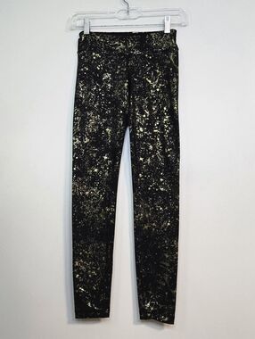 Ivivva Black Gold Foil Splatter Leggings, Size 10 ~ Like New